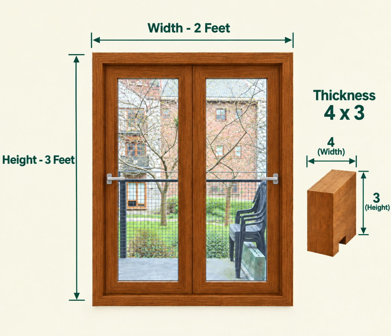 teakwood window - (3x2)